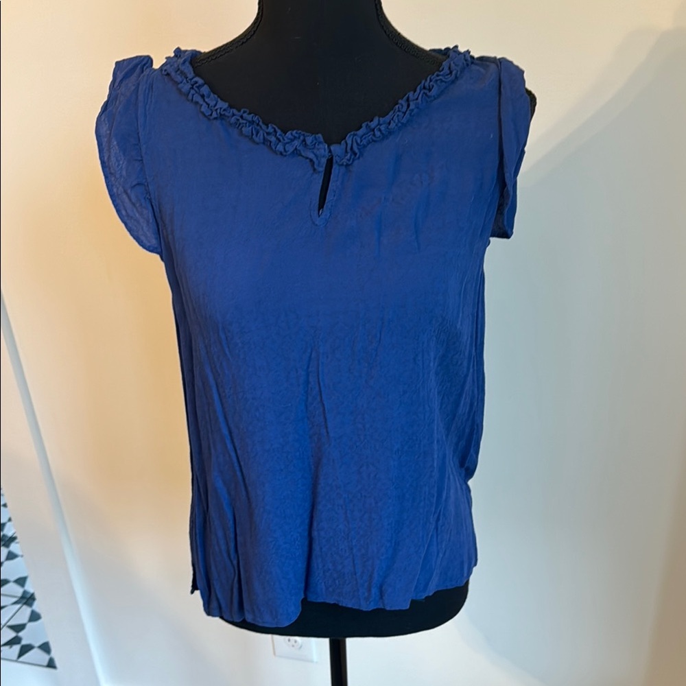 Collective Concepts Blue Ruffled Blouse